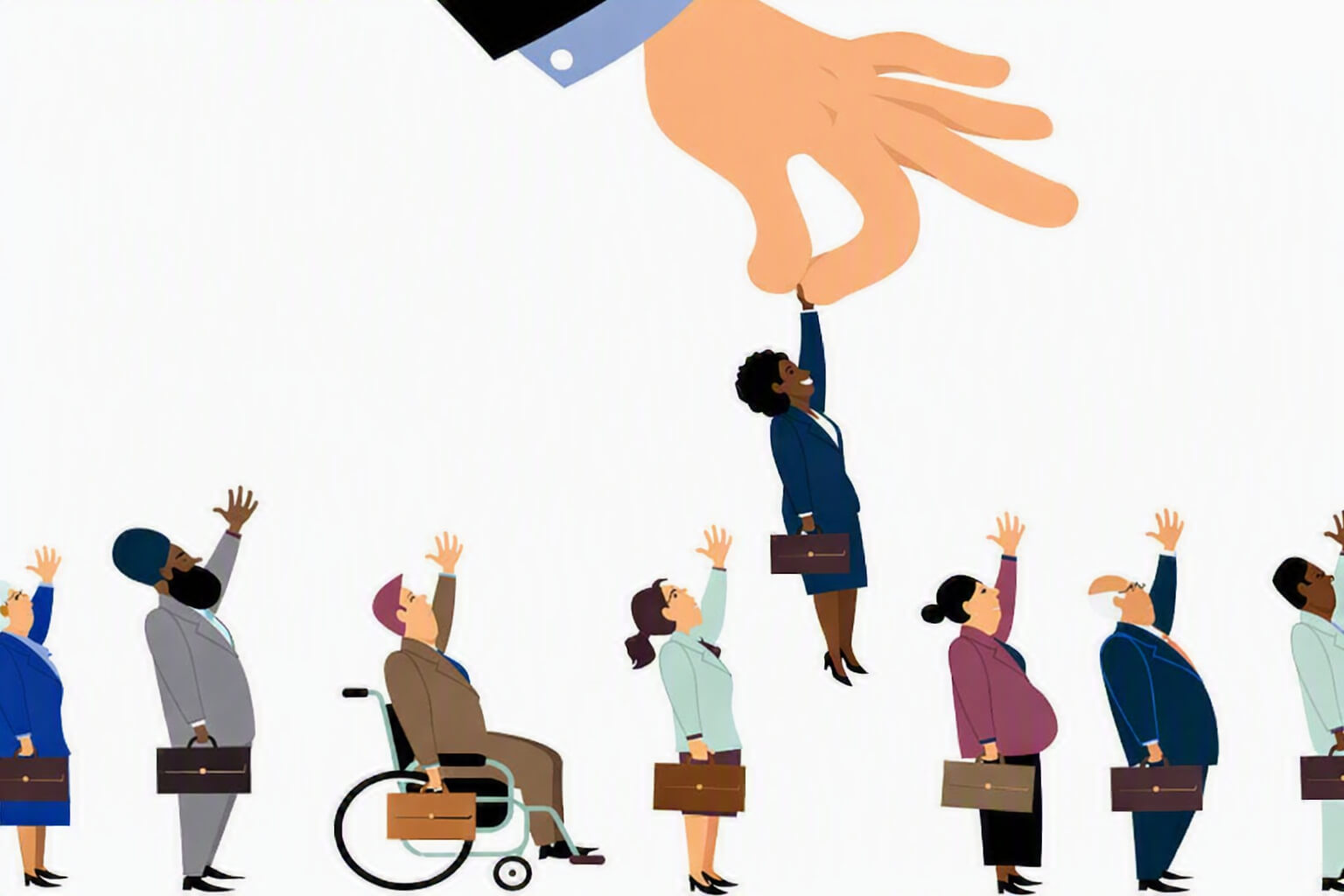Diverse candidates being considered during a recruitment and selection process